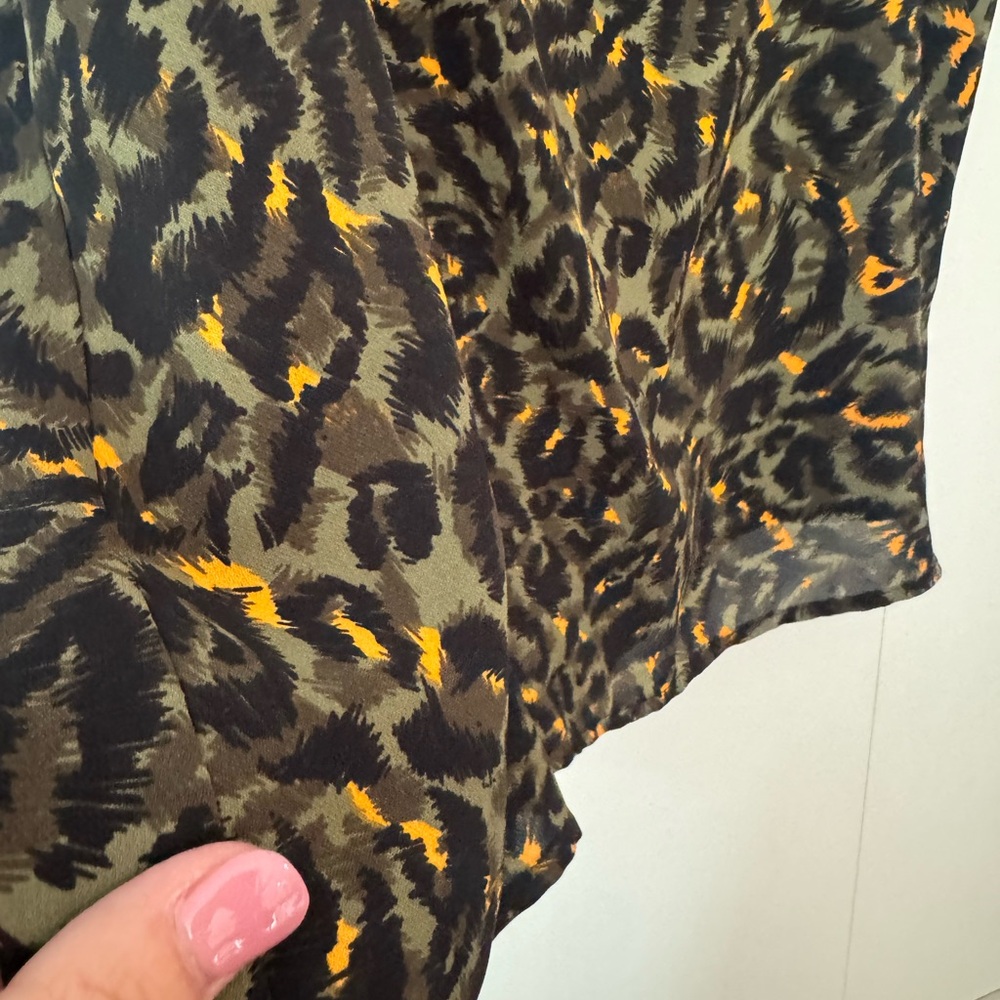 Cotton On Olive & Black Leopard Print top with Orange Accents - Picture 4 of 5